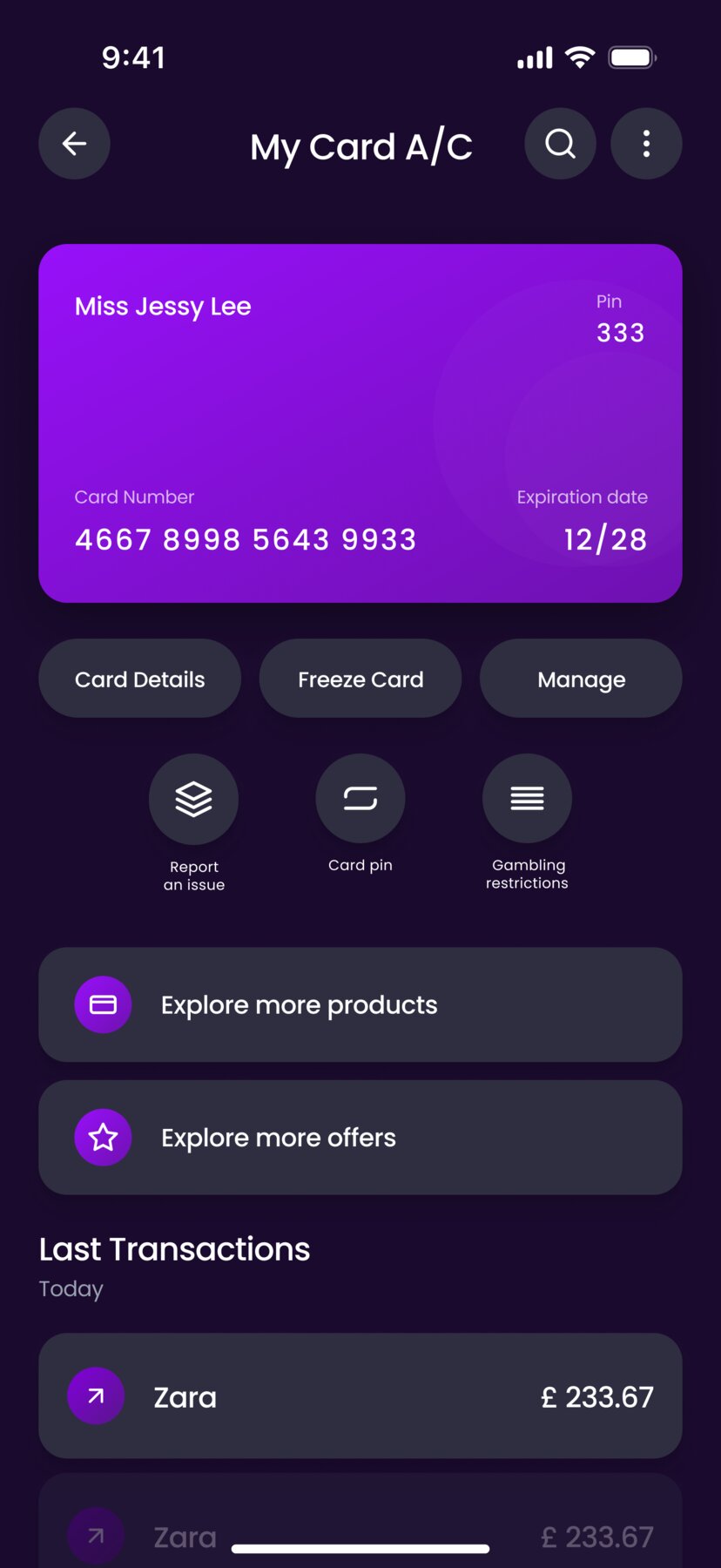 ACO Bank security and fraud prevention screen with user-friendly controls