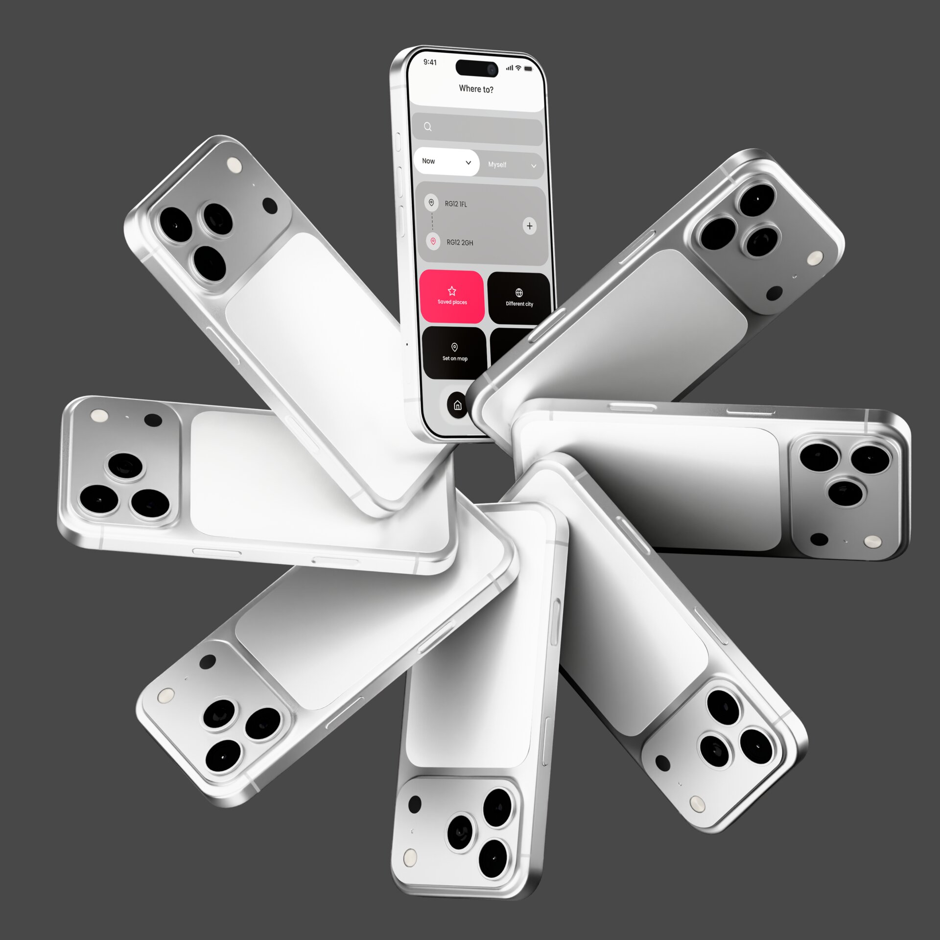 Butterfly app showcase - multiple iPhones arranged in a circle