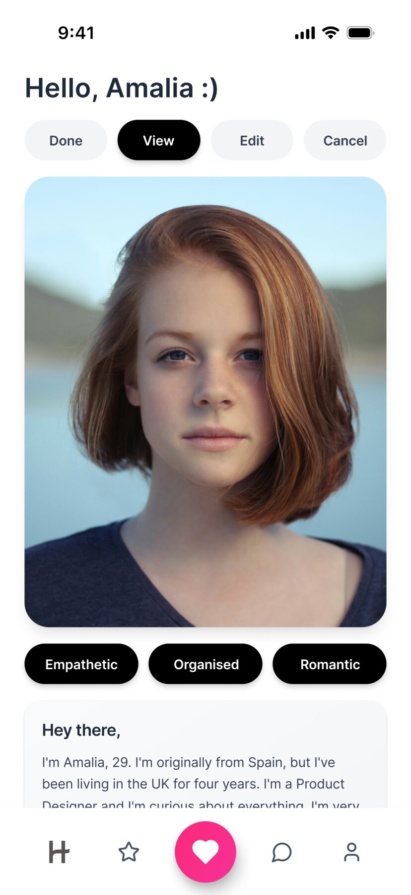 Mobile Social / Dating App - Hinge redesigned profile page