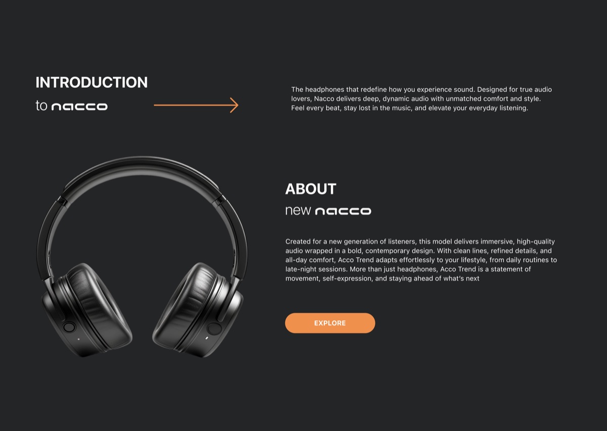 Nacco landing page introduction and about section