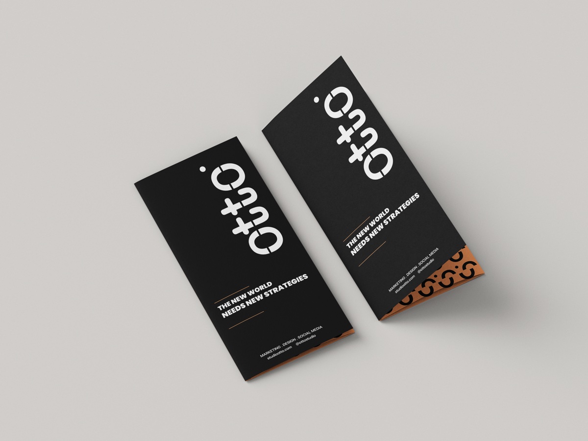 Otto Studio branded brochures in black