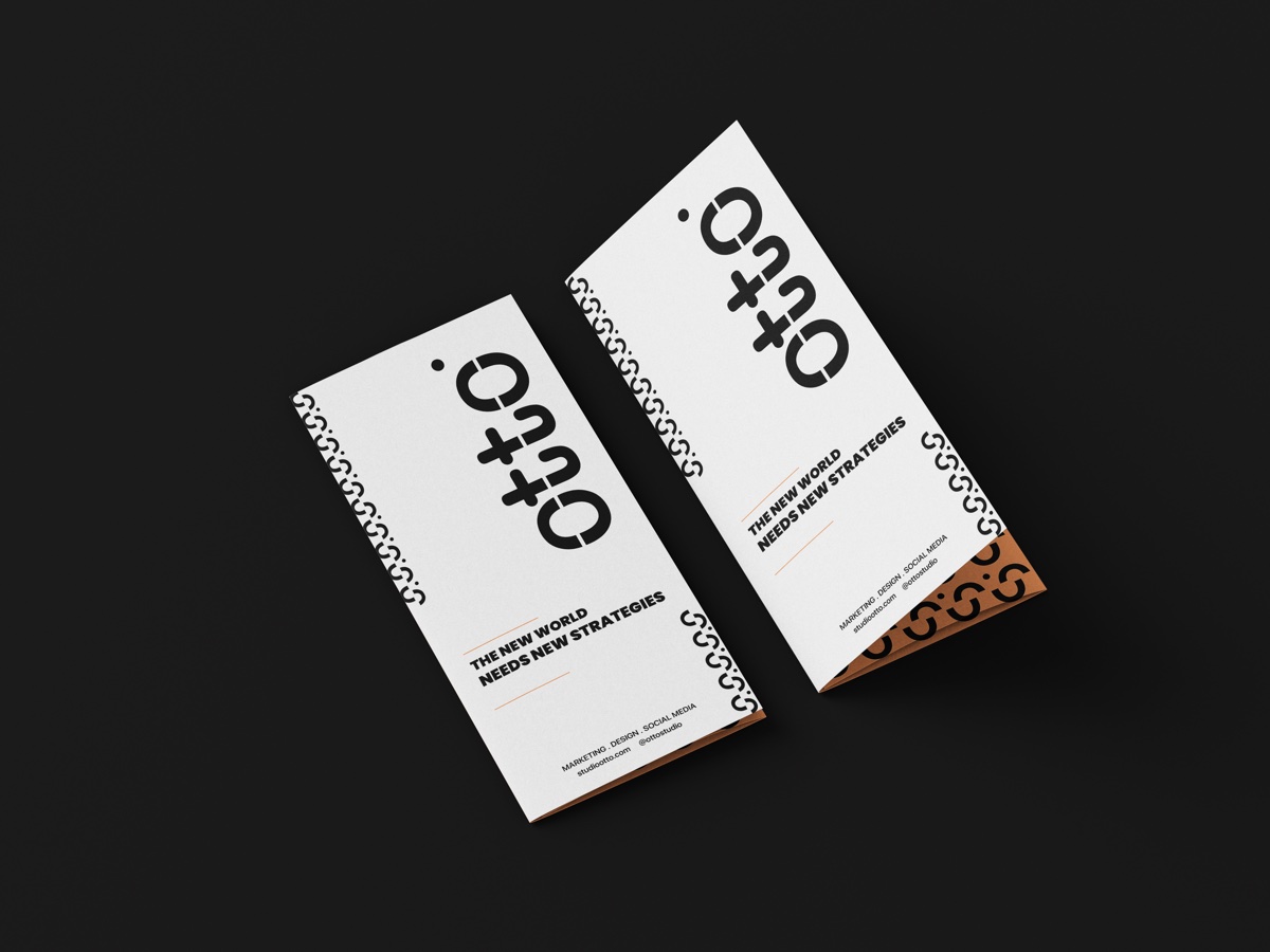Otto Studio branded brochures in white